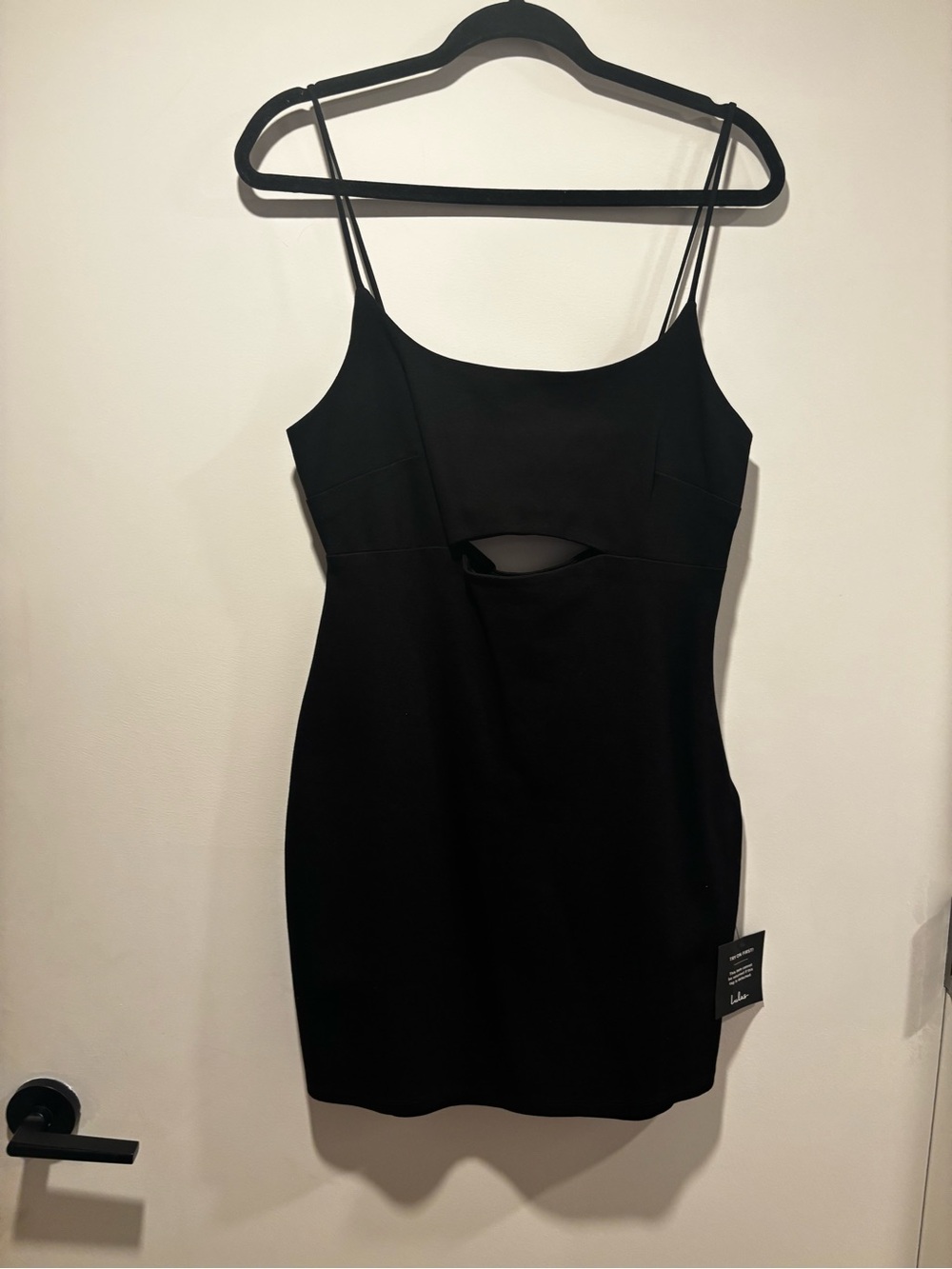 Lulu's Black Spaghetti-Strap Cutout Mini Dress
